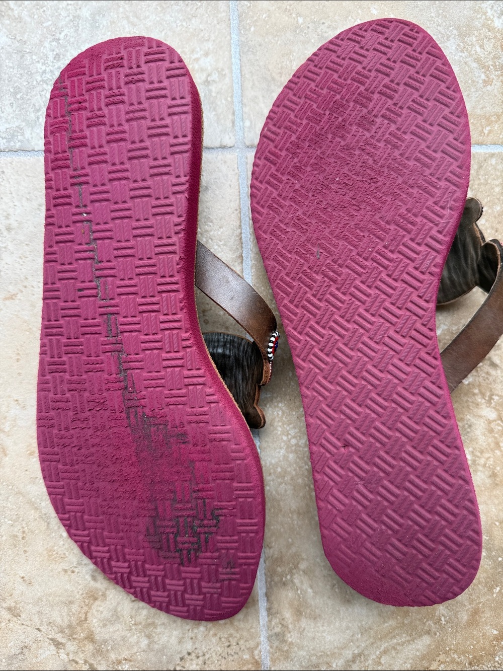 Anthropologie Laidback London Shibli Flip Flop Sandals Leather Beaded Size 41 - Picture 14 of 14